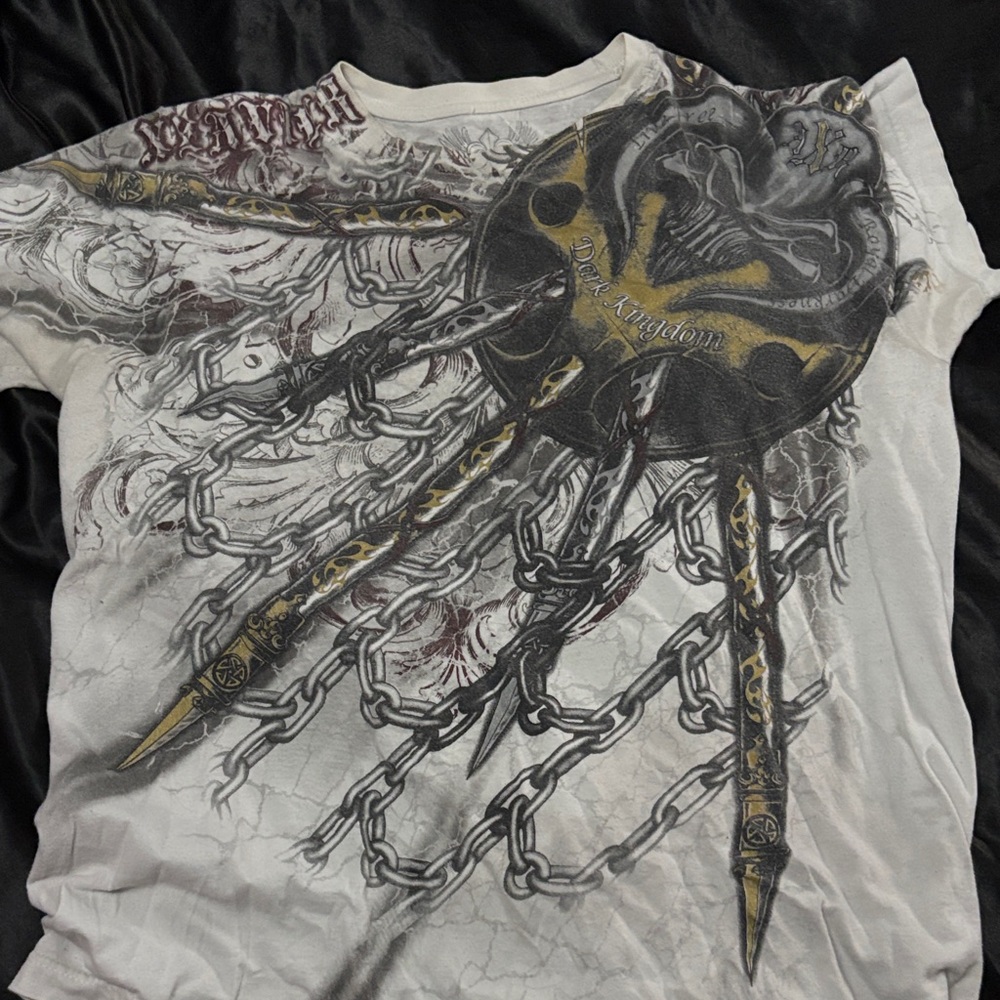 Men's White Graphic Tee with Chain Design